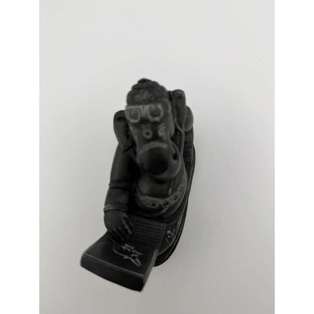 Lord Ganesha Statue‎ Using Laptop Black Carved Figurine Hindu Elephant God Decor